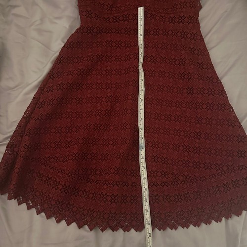 Sandro Paris Women's Dress Size S/XS Lace Fit & Flare Dress Wine Designer Dress - Picture 5 of 8