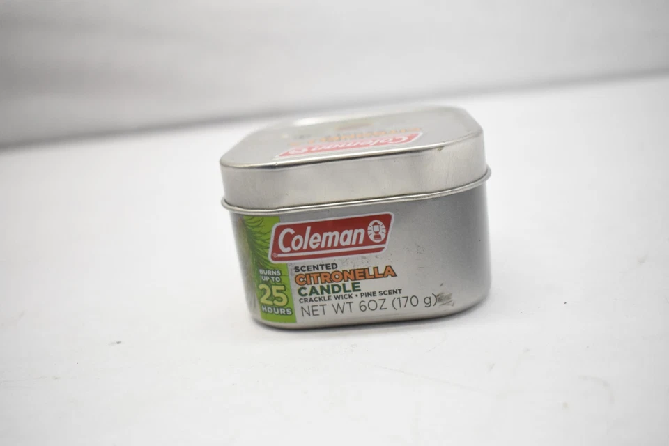 Coleman Citronella Outdoor Tin Candle 6 Oz Crackle Wick Pine Scent 25 Hour Burn - Image 4 of 4