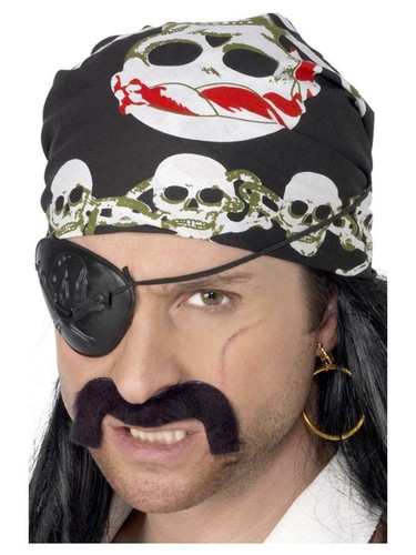 Piraten Totenkopf und gekreuzte Knochen Bandana Kostüm Accessoire - Bild 2 von 2