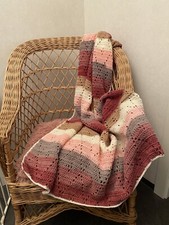 Sofa-Decke • Handarbeit • ca.  110 x 148 cm • gestreift • Rautenmuster • Neu