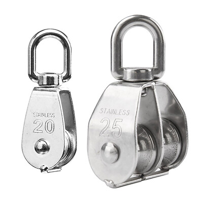 Stainless Steel Pulley Single / Double Wheel Swivel Lifting Rope Pulley Block