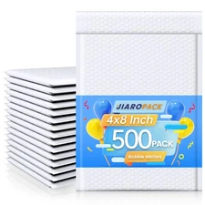 500 Pcs Bubble Mailers  4x8 Poly Padded Envelope Thick Mailing Bags White #000