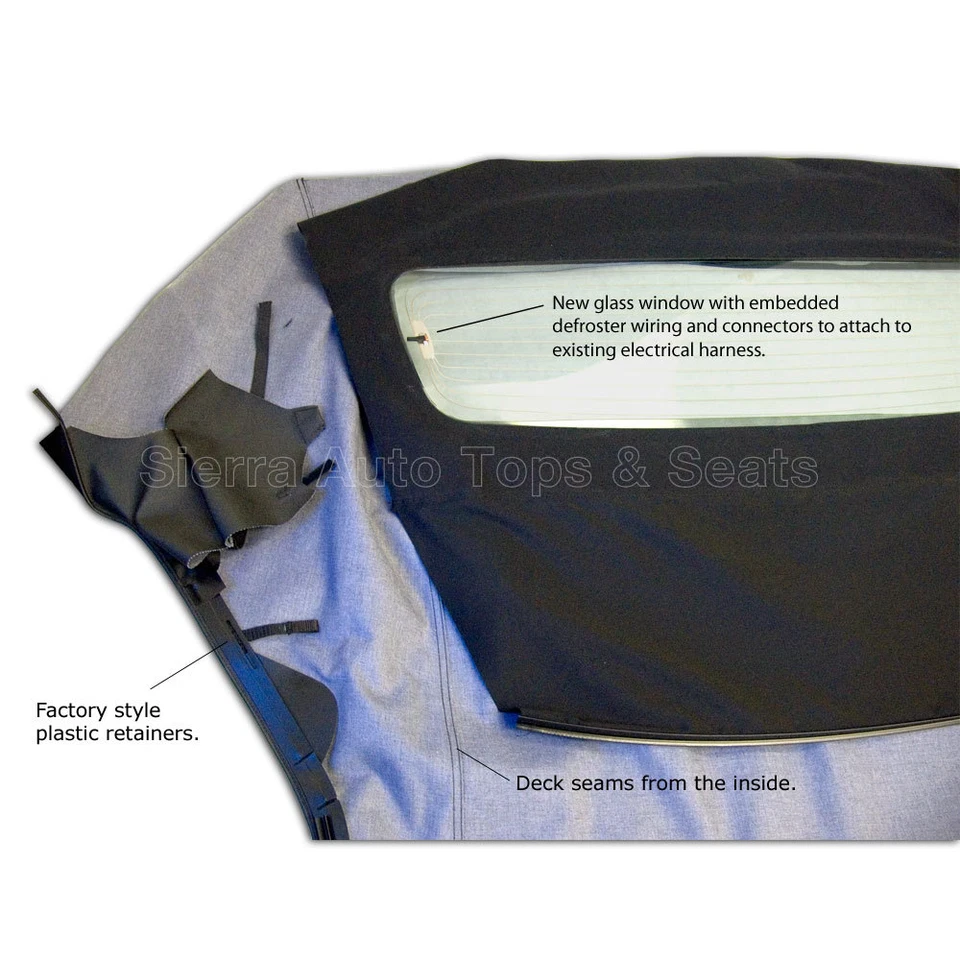Ford Mustang 2005-2014 Convertible Top DOT & Heated Glass Window Sailcloth - Image 3 of 4