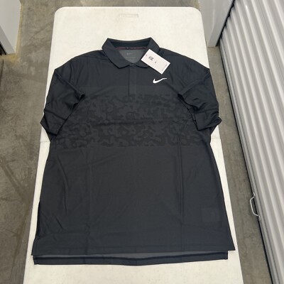 Nike Tiger Woods Golf Polo Dri-FIT ADV Camo Black Shirt Size Small