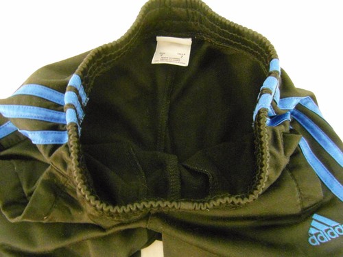 Children Youth Unisex Adidas Black Electric Blue Striped Athletic Pants 31476 - Picture 10 of 12