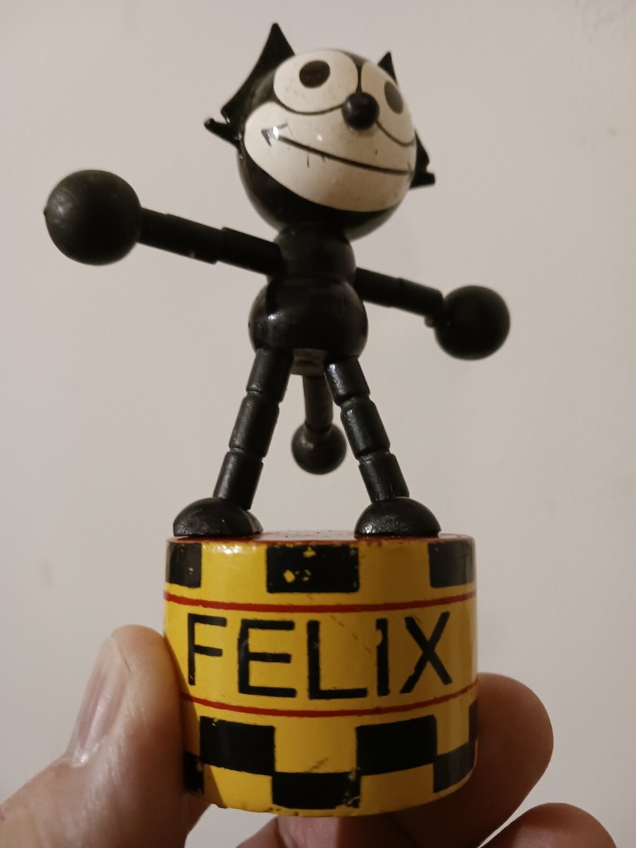 Vintage Wood Felix the Cat Push Up Toy Puppet Exc. Cond. FTCP Inb