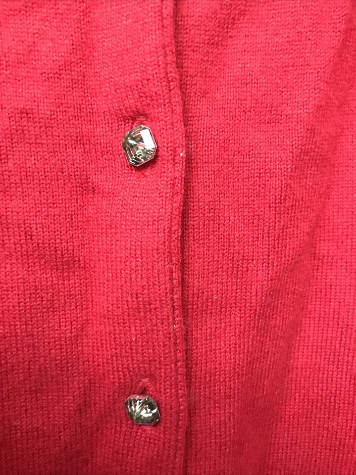 Cárdigan Marks & Spencer Rojo Mezcla Cachemira Cuello Redondo Cristal Botones Grande Nuevo con Etiquetas Foto 3 de 4
