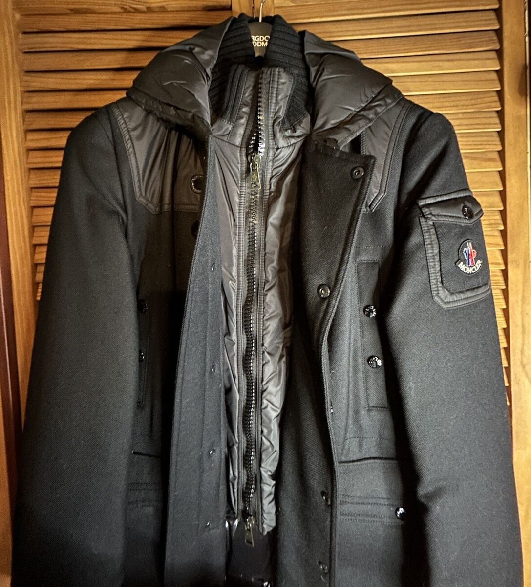 Vintage Moncler Duffle Wool Puffer Parker Jacket Coat Black Vintage Moncler Duffle Wool Puffer Parker Jacket Coat Black