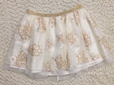Justice Girls Tulle Lace Skort Skirt  10  Cream Gold  EUC 