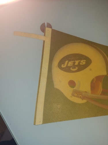 1970's NEW YORK JETS RARE FELT PENNANT VINTAGE NFL Retro 2 bar helmet - Picture 2 of 16