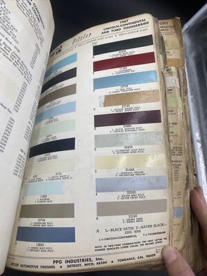 1967 Lincoln Continental Ford Thunderbird Paint Chip Sheet Only, Ditzler PPG 
