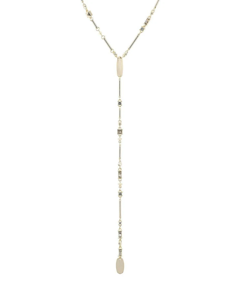 New Kendra Scott Crowley Gold Y Necklace In Smoky Mix 140 eBay