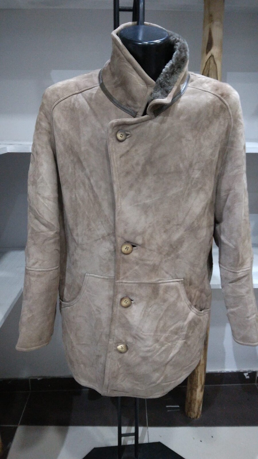 Vintage Men's Light Brown Sheepskin Leather Jacket Size 52 MGS179PI