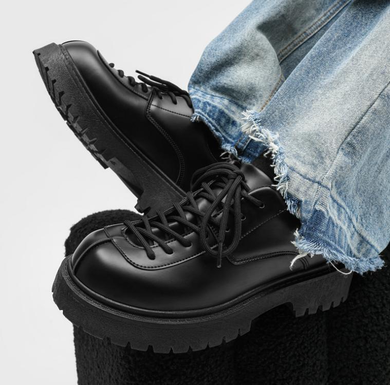 SAOLA Mocassino uomo punta tonda tacco spesso morbido creeper tacco chukky scarpa derby casual pompa