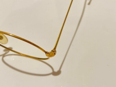 Japanese 18K Yellow Gold Round Eyeglasses Frame Retro Vintage MINT