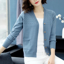 Cardigan In Maglia Da Donna Maglione Corto Con Bottoni Manica Lunga Retro Casual