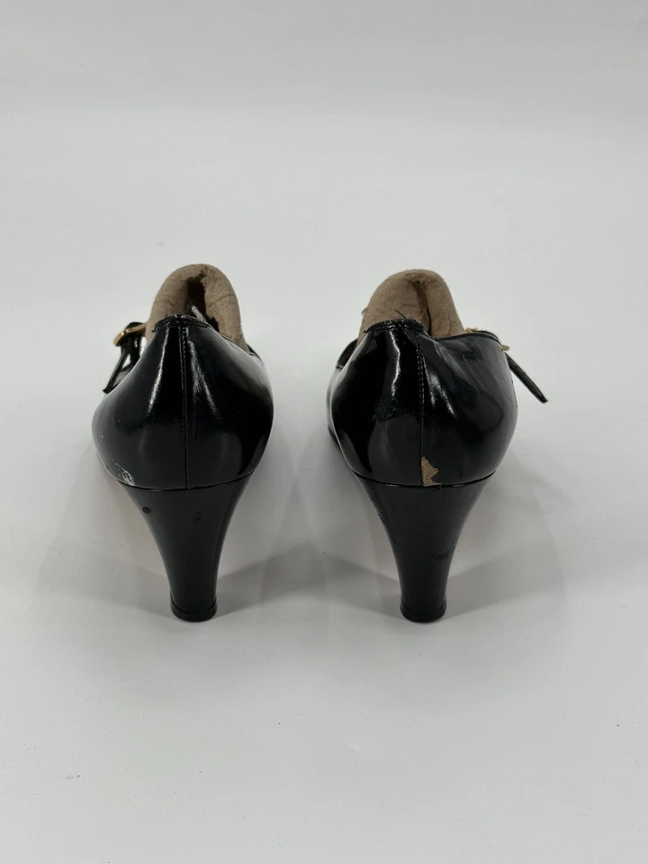 LOTE DE 2 Bombas Salvatore Ferragamo Vintage Correa Azul Marino/Negro Talla 6.5AA Foto 4 de 4