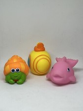 Mixed Lot 3 Sea Animals Rubber Bath Toys Submarine Crab Pink Whale