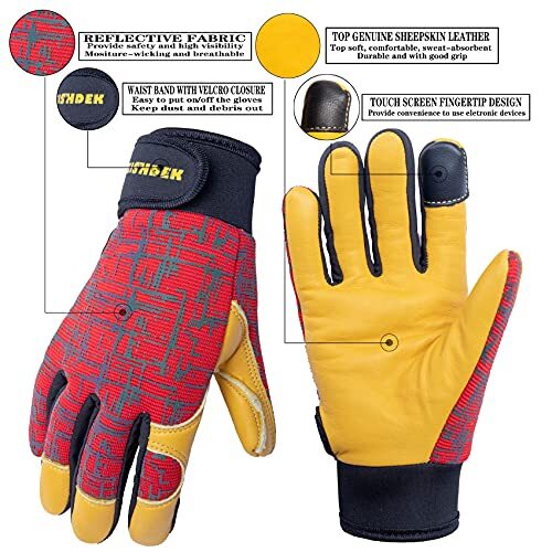 Kids Genuine Leather Work Gloves, Safety Gloves, X-Small (2-3 Years Old) Red - Picture 7 of 7