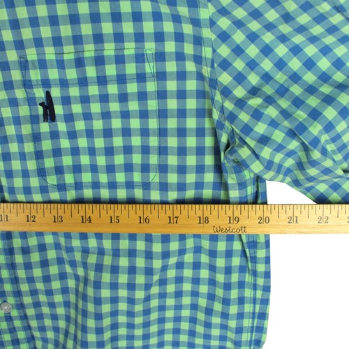 Johnnie O Men Blue Plaid Cotton Preppy Button Down Shirt Size M EUC - Picture 10 of 12