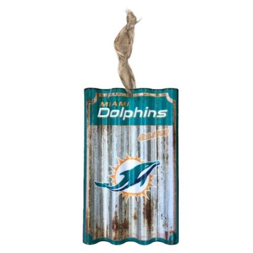 NFL Miami Dolphins Metal Corrugated Ornament - Picture 1 of 1