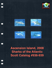 $11.00 Scott Value  - 2008 ASCENSION ISL Sharks Atlantic Marine Life MNH NH UMM