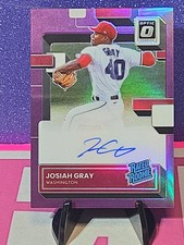 2022 Donruss Optic Josiah Gray Rated Rookie Pink Prizm On Card Auto /100 Jersey#. rookie card picture