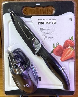 Sharper Image 3-Piece Bar Set  Mini Prep Set Knife Sharpener  Cutting Board #4