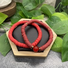 2 PC Set Heishi 7 Plus Stretch Bracelet Polymer Clay Beads Stone B8180