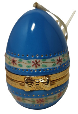 Hallmark Easter Trinket Box Egg Suprise Baby Duck Ceramic Ornament 1999 Blue