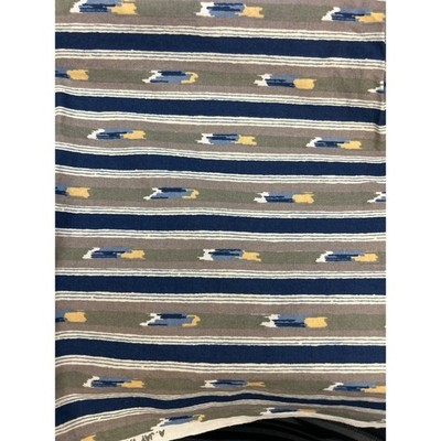 Vintage A. Jay Yang Design Fabric Striped Ikat MCM Boho Blue Sage