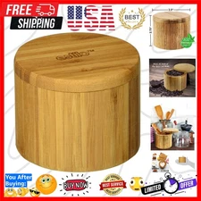 Natural Bamboo Salt and Pepper Bowls - BPA Free with Magnetic Closure