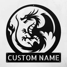Custom Magic Dragon Metal Sign Fantasy Art Wall Decor Personalized Home Gift