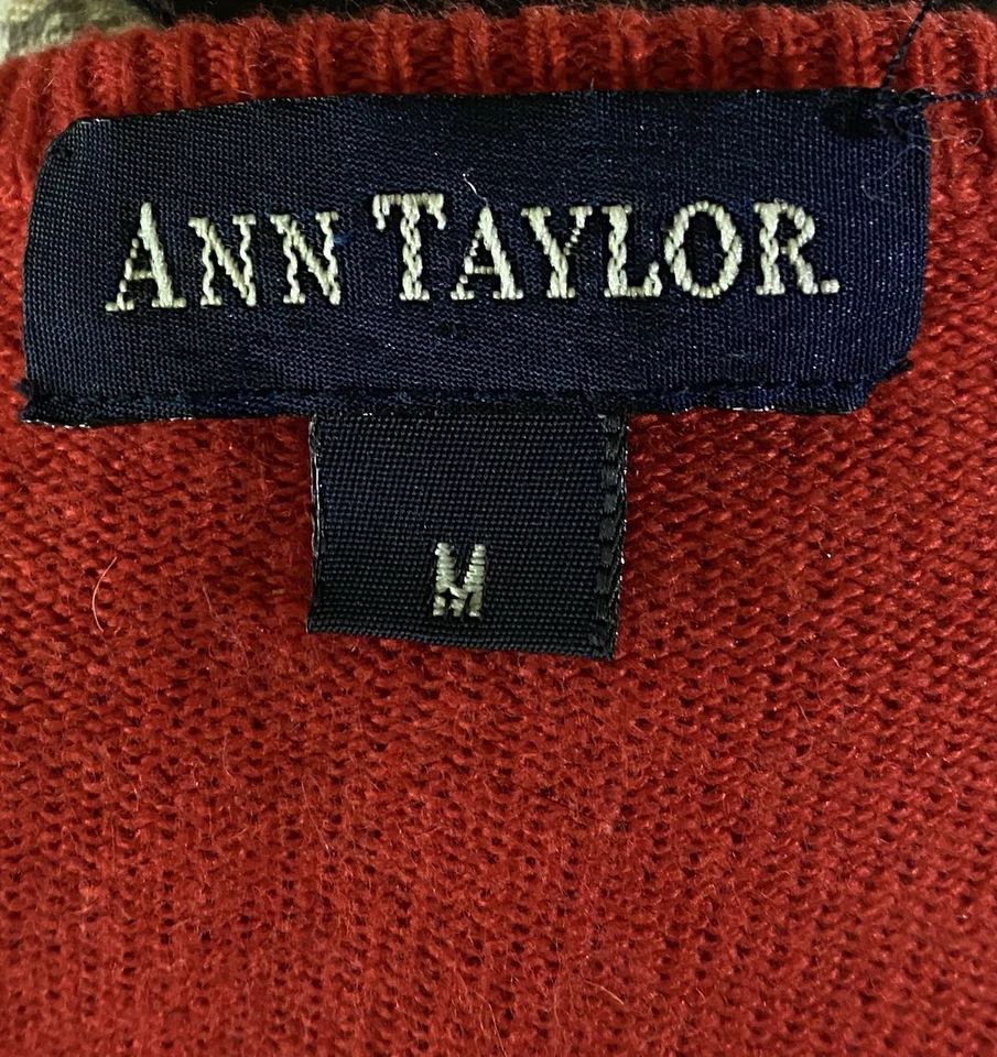 Suéter rojo ANN TAYLOR para mujer M minimalista cuello redondo mezcla seda y cachemir Foto 3 de 4