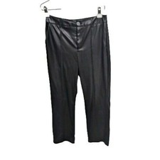 Shein Faux Leather Pants Women Large Straight Leg Vegan Black 40/42 8/10