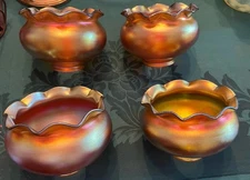 GREAT Set of 4 STEUBEN Aurene Glass Arts & Crafts Lamp Light Fixture Shades