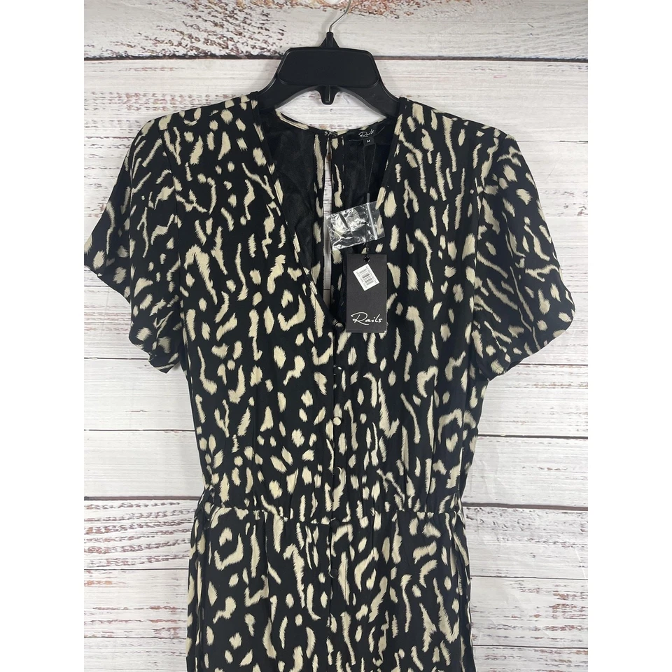 Mameluco Rails para mujer mediano negro estampado de guepardo manga corta con cinturón nuevo con etiquetas animal Foto 2 de 4