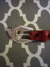 Tony Lama 5159L Red Leather Western Belt Size 28 Silver Tone Buckle Made USA