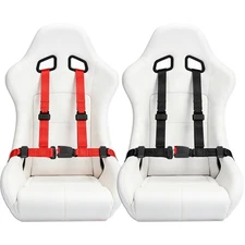 1/2X 4 Point Car Racing Seat Belt Safety Harness Adjustable Universal Black/Red