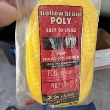 100FT X 1/4" HOLLOW BRAID POLY ROPE 110LB WORK LOAD BY LEHIGH - EASY TO SPLICE