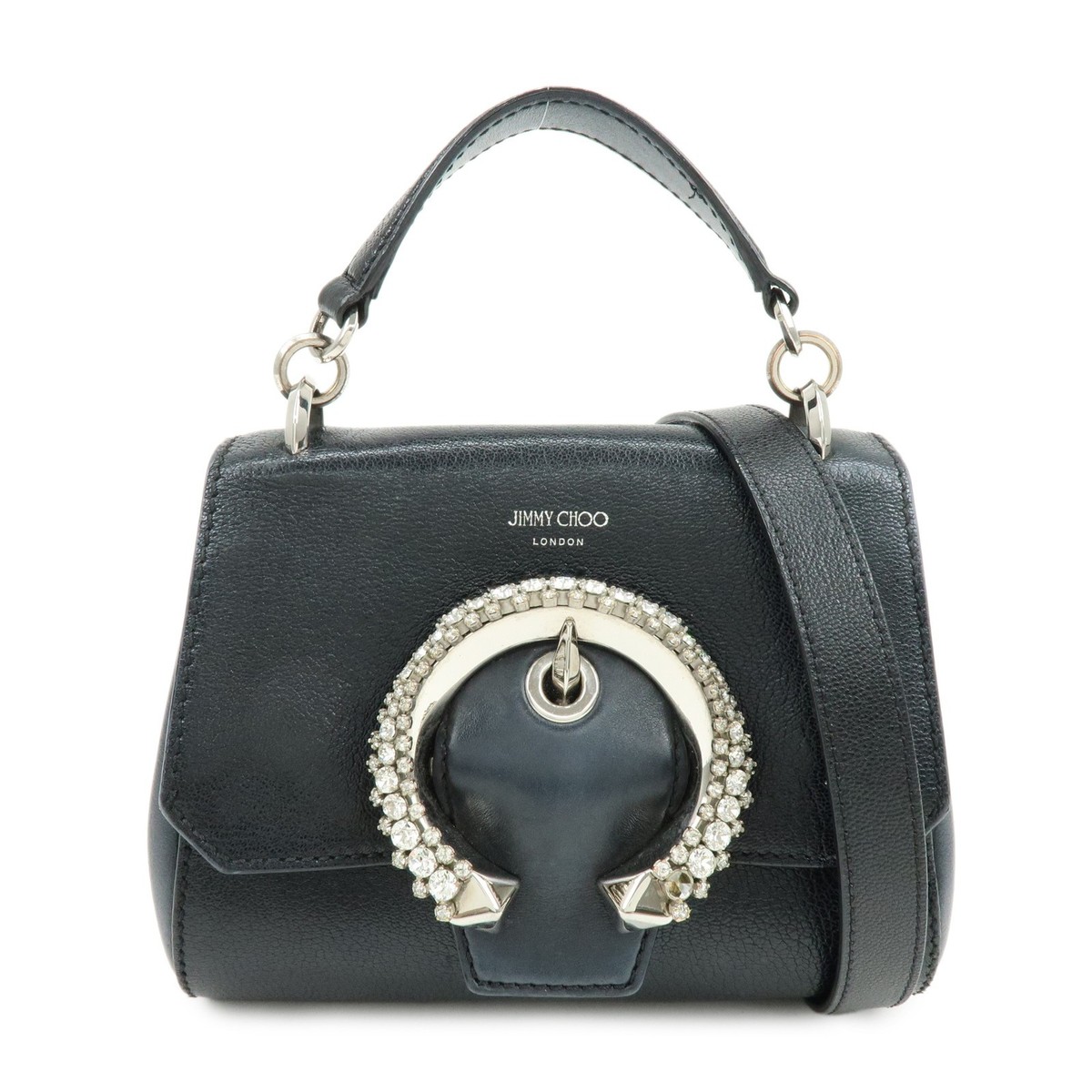 Jimmy Choo Madeline Leather Rhinestone 2Way Hand Shoulder Bag 