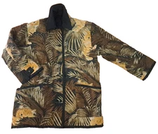 Womens Fox Run Ginger Cat Jacket Coat Reversible Quilted Silk Nylon Kitten M