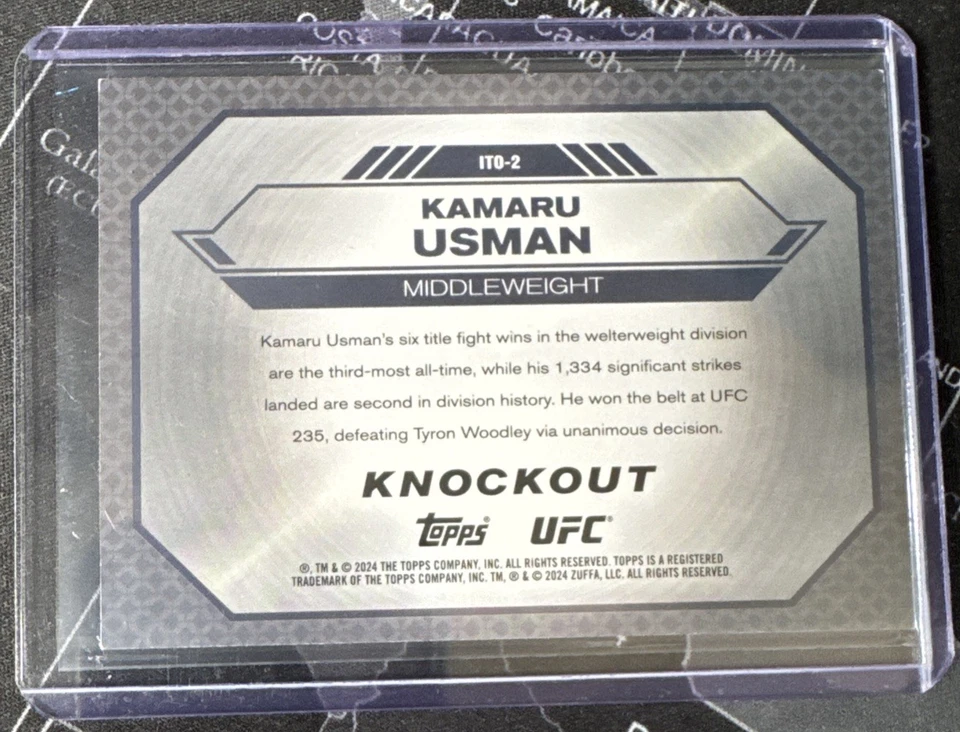 2024 Topps Knockout UFC Kamaru Usman Ruby Inside The Octagon /25 No. ITO-2 - Image 2 of 4