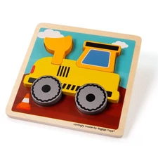 Bigjigs Toys Chunky Lift-Out Puzzle - Digger, Wooden Toys, Shapes Puzzle