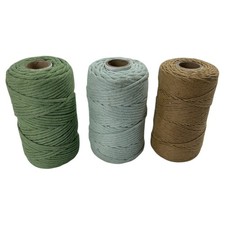 3 Spools Macrame Cord Twine String Natural Cotton Craft Projects 2x 4MM 1x 2MM