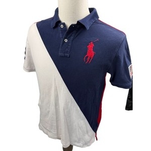 Polo Ralph Lauren Big Pony Colorblock USA Flag Polo Shirt Youth Boys Large