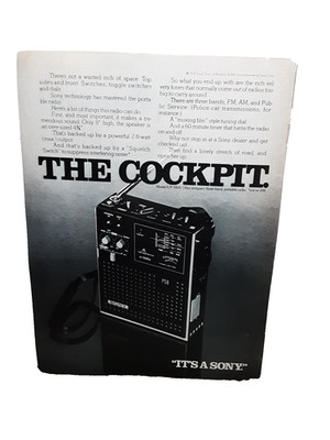 1974 Sony ICF-5500 Radio Vintage Print Ad The Cockpit Portable Audio