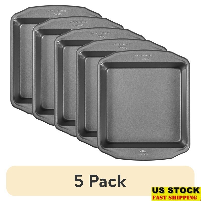 5 Pack Non-Stick Square Baking Pan Brownies Cornbread Pastries Durable Steel New