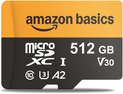 Amazon Basics 512-GB-microSDXC-Karte mit Adapter, Lesegeschwindigkeit bis zu 200