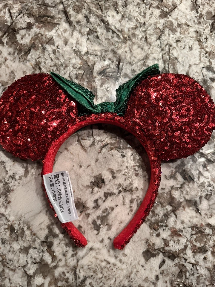Diadema Orejas de Minnie Mouse Roja Navidad Parques Disney Verde RETIRADA Foto 2 de 3